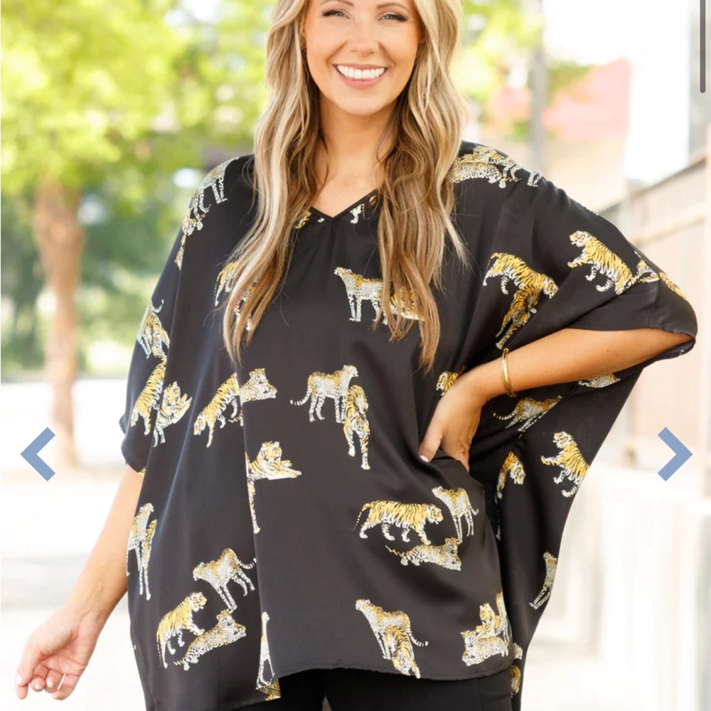 Chic Soul Tiger Cheetah Fun Blouse Plus Curvy